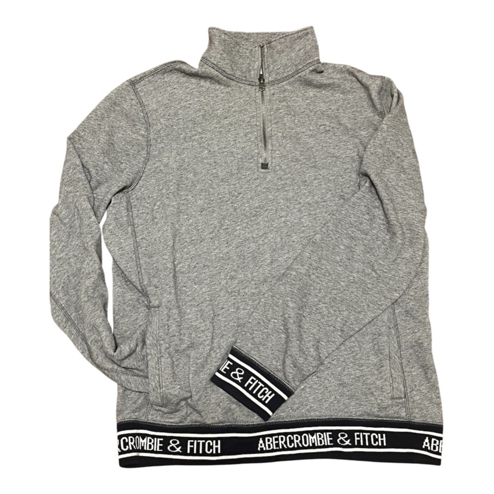Abercrombie & Fitch Men's 1/4 Zip Sweatshirt in Heather Gray size L